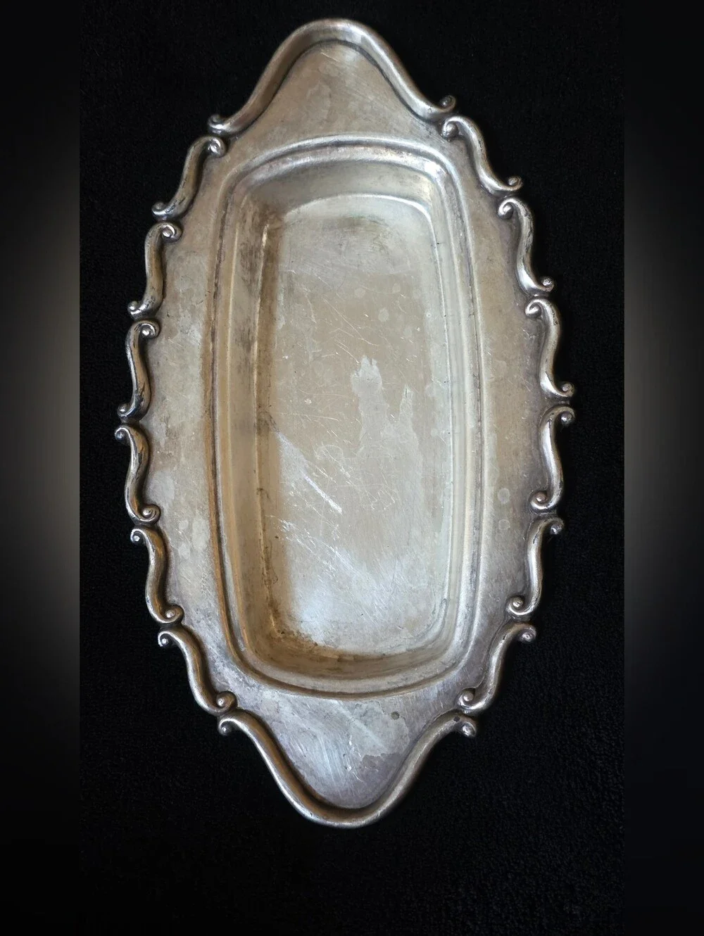 Vintage F.B. Rogers Silverplate Covered Butter Dish Ornate Scroll Patina